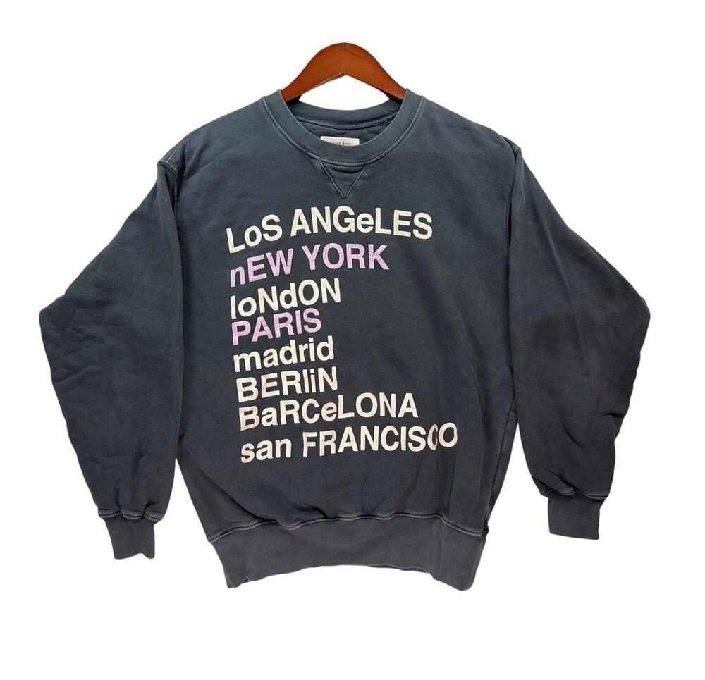 Anine Bing City Love Sweatshirt Graphic Crewneck Pullover Grey Womens XS EUC